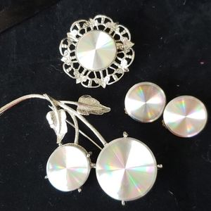 JEWELARAMA Iridescent Brooches & Clip Earrings